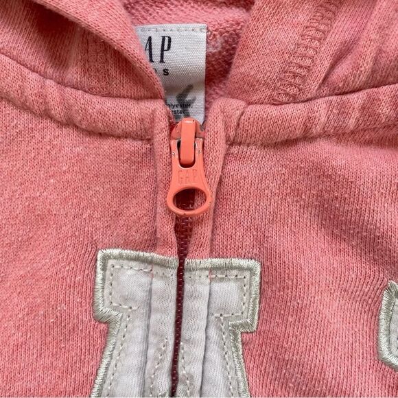 4/$25 Gap Logo Zip Up Hoodie Sweatshirt Girls Size Medium 8 Coral Pink - Picture 10 of 14